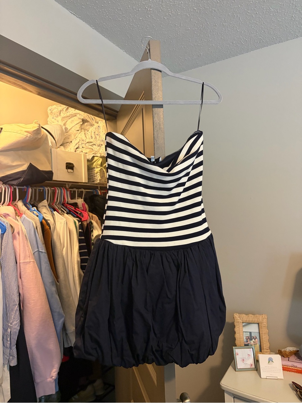 Striped Navy & White Bubble Dress